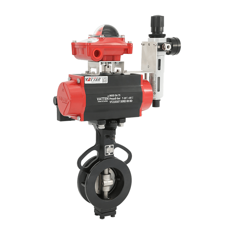 Pneumatický dvojitý excentrický škrticí ventil