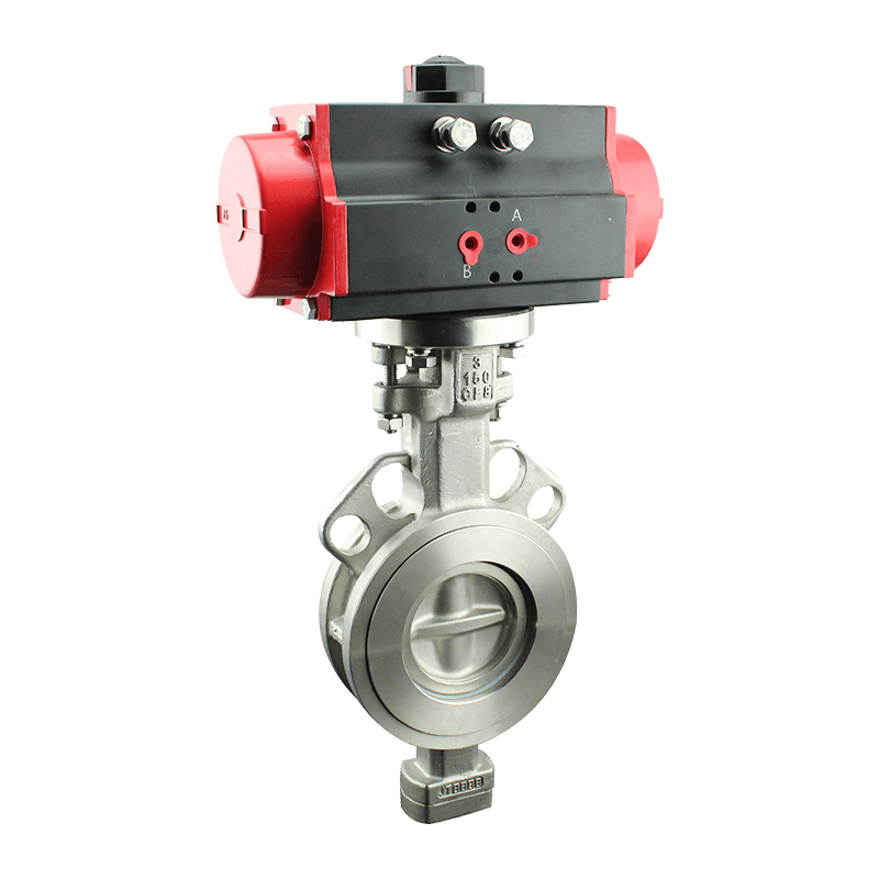 Pneumatický motýlový ventil s pevným těsněním