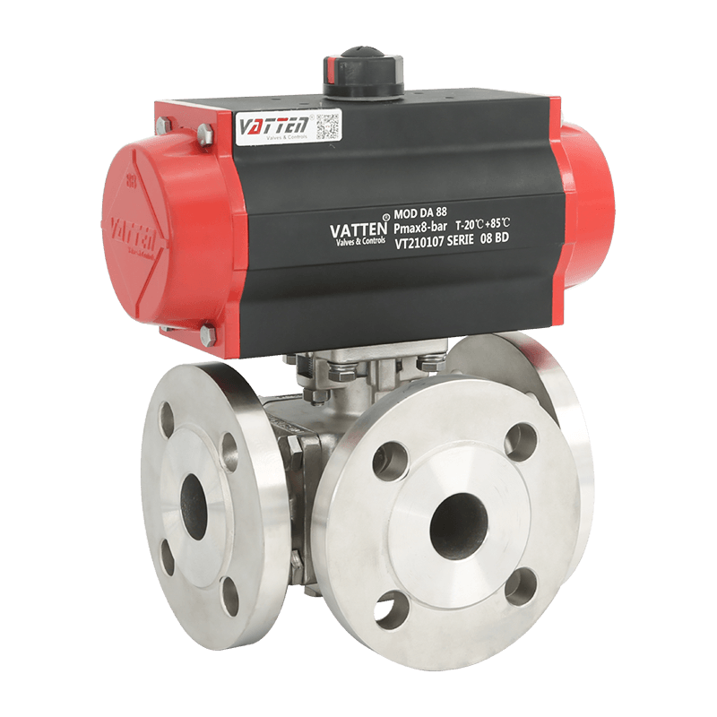 Pneumatický třícestný kulový ventil